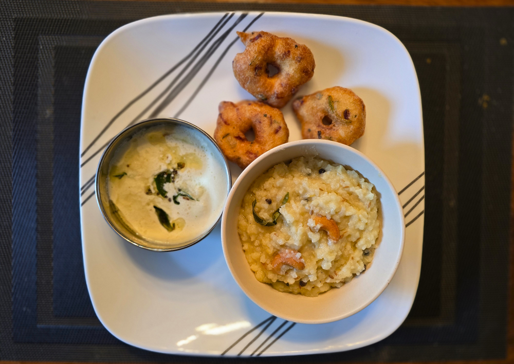 Pongal with chutney and sambhar